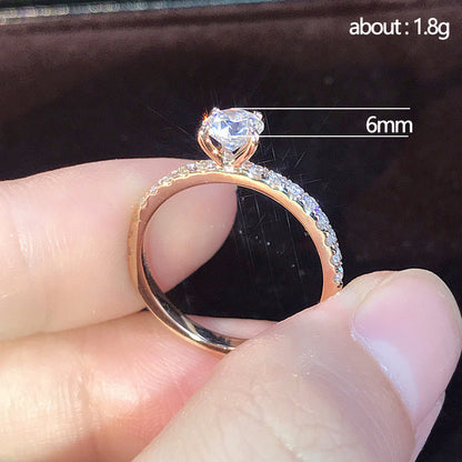 Ladies Platinum-Plated Zircon Engagement Ring - Stylish & Elegant