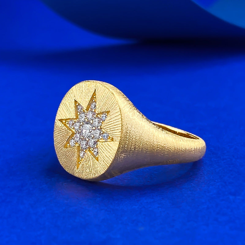 Minimalist S925 Silver Gold-Plated Ring | Star of David Design Ins Fashion