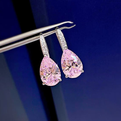 S925 Sterling Silver 8x12 Pear Shaped Zircon Stud Earrings - Minimalist & Stylish