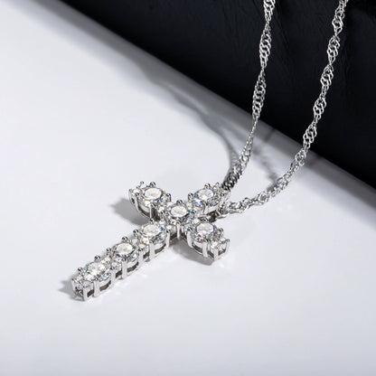 Ricady Jewel S925 Sterling Silver Cross Moissanite Pendant Necklace - High-End Minimalist Light Luxury Gift