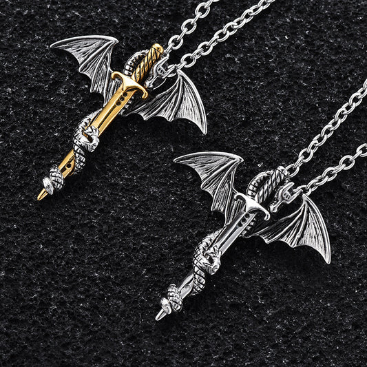 Angel Wing Pearl Chain Necklace | Titanium Steel Fashion Pendant