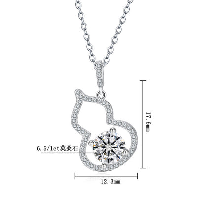 S925 Silver Gourd Pendant Necklace - Dainty Moissanite for Women