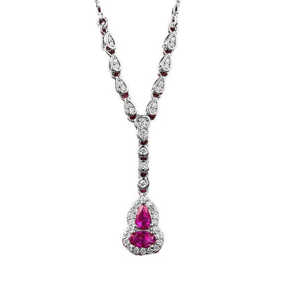 Ricady Jewel S925 Silver Gold-Plated Pink Corundum Gourd Necklace