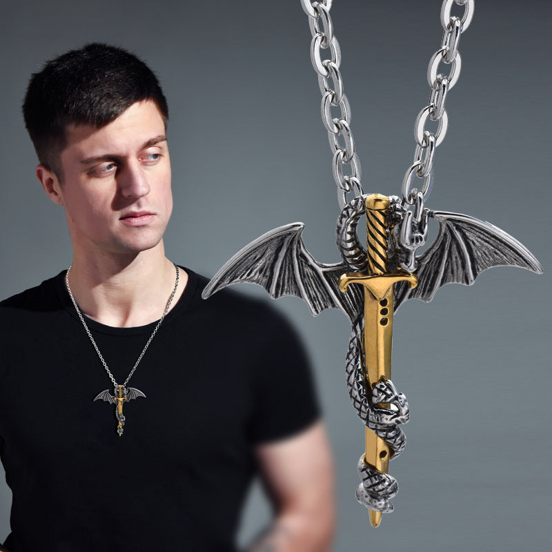 Angel Wing Pearl Chain Necklace | Titanium Steel Fashion Pendant