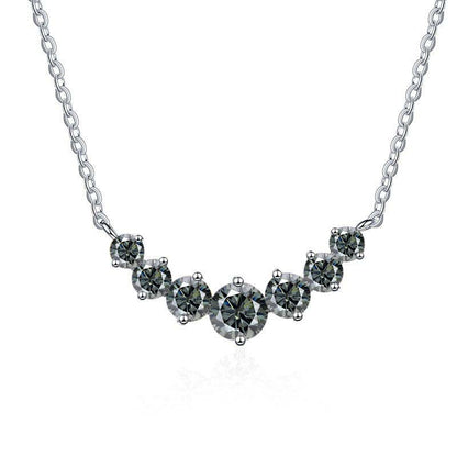 S925 Sterling Silver Gold-Tone Necklace for Women, Minimalist Smile Style with 2.8ct Colored Moissanite