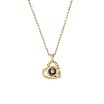 S925 Sterling Silver Heart Necklace for Women - Nano Projection Photo Engravable