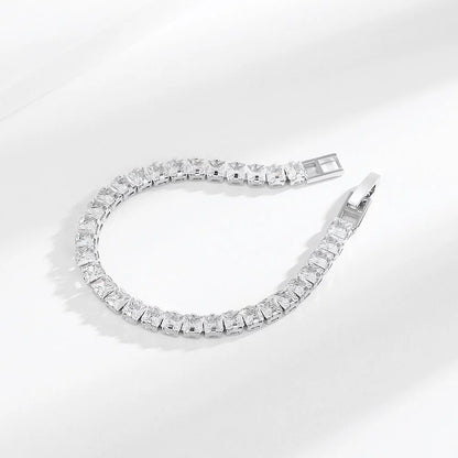 Zircon 4mm Square Stone Single Row Bracelet - Unisex Fashion Jewelry