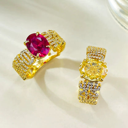 925 Silver CZ Ring | Lucky Red Crystal for Prosperity
