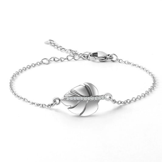 Maple Leaf Chain Bracelet in Sterling Silver for Women — Everyday Elegance