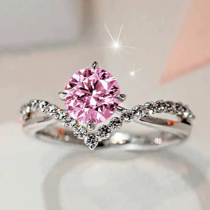 Ricady Jewel Couples Wedding Ring Set - 4-Prong V-Shaped Multi-Color Zircon