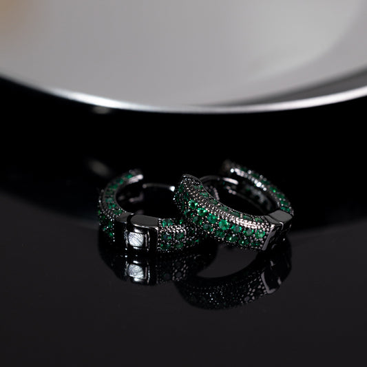 Diamond Stud Hoop Earrings - Unisex Hip Hop Classic Circle Earrings