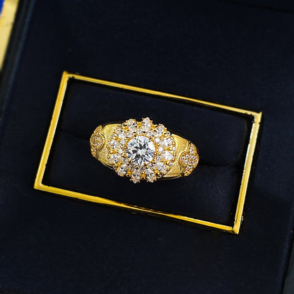 S925 Silver Gold-Plated Ring | Italian Craft Brushed Finish Sparkle