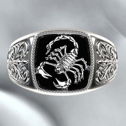 Ricady Jewel Scorpio Relief Men’s Ring - Retro Resin Totem Design