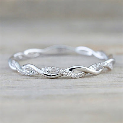 Ricady Jewel Twisted Rope Ring - Dainty Micro Pave Zircon Stackable Band
