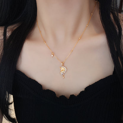 S999 Sterling Silver Unicorn Necklace - Women's Dainty Collar Chain, Elegant Luxury Minimalist Style