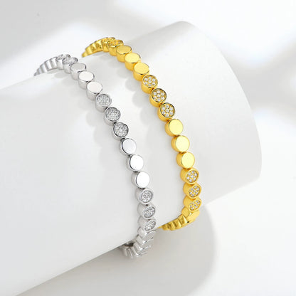 S925 Silver Gold-Plated Round 0.9mm Moissanite Bubble Bracelet - Minimalist & Elegant for Women