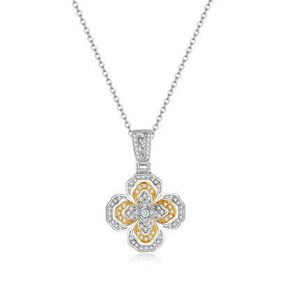 Ricady Jewel S925 Sterling Silver Women's Clover Moissanite Necklace - Floral Clavicle Chain Accessory