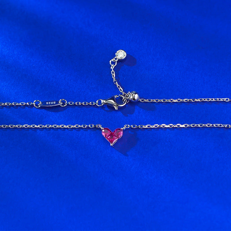 Ricady Jewel S925 Silver Necklace - Mini Heart Clavicle Chain, Light Luxury