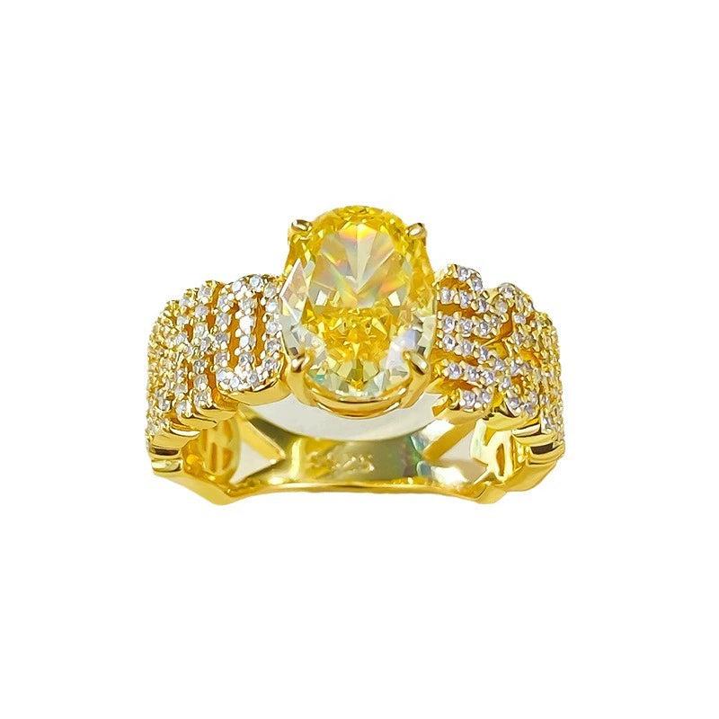 925 Silver Cubic Zirconia Ring | Lucky Yellow Crystal