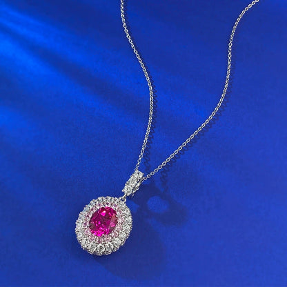 Valentine's Rhodolite Rose Pendant 8x10mm Oval