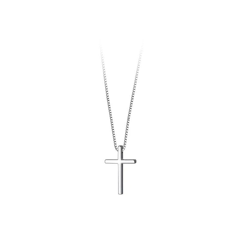 S925 Silver Plated 14K Gold Cross Pendant Necklace - Minimalist Dainty Box Chain for Men & Women