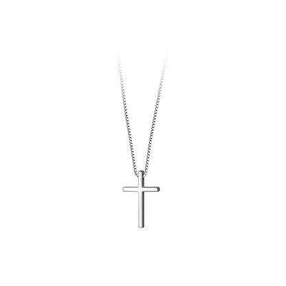 S925 Silver Plated 14K Gold Cross Pendant Necklace - Minimalist Dainty Box Chain for Men & Women
