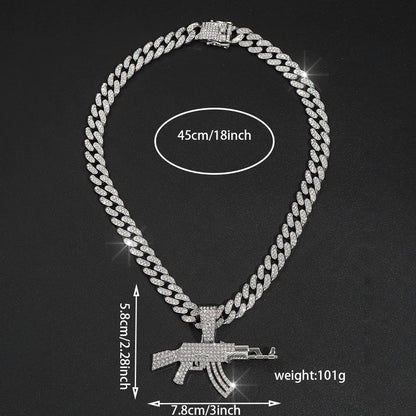 Hip Hop Gun Pendant Cuban Chain Necklace | Geometric Alloy Statement Piece