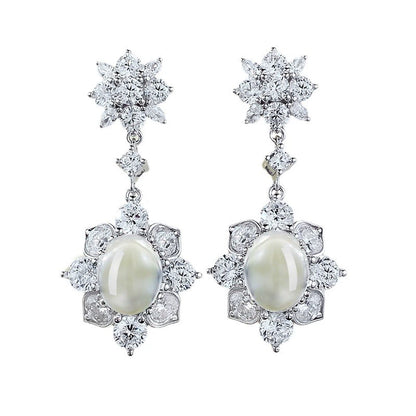 Diamond-Embedded 925 Silver Earrings with "Ruyi" Element – Timeless Elegance &amp; Good Fortune