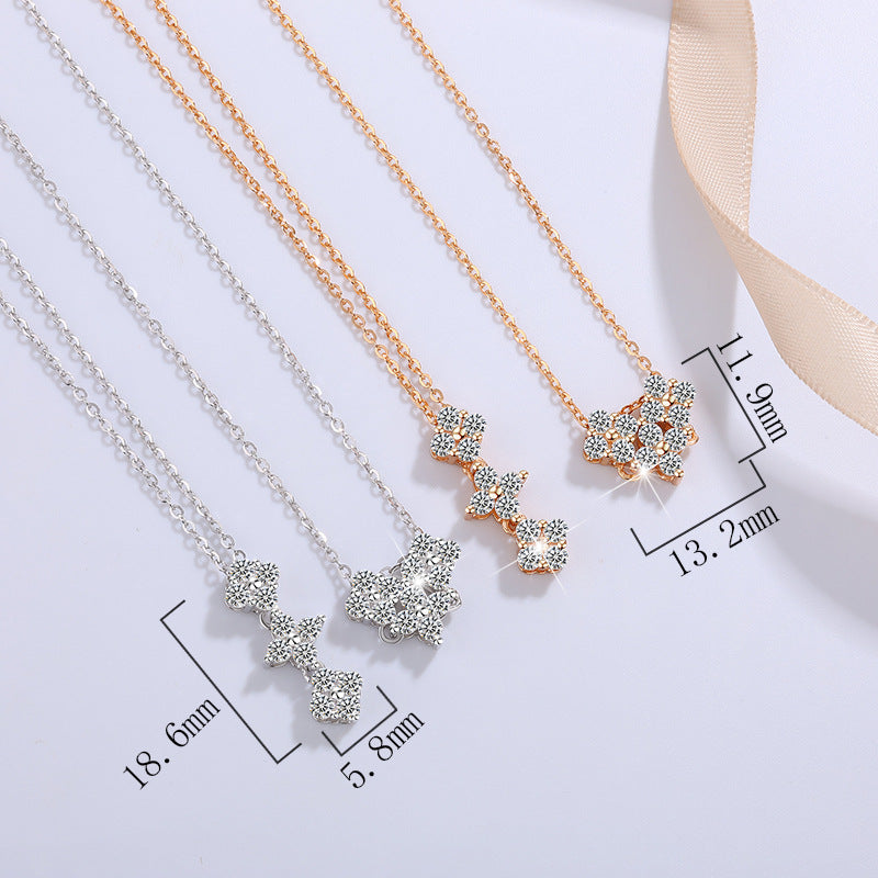 S925 Silver Moissanite Heart Necklace - 2-Way Wear Lucky Clover Collar Chain