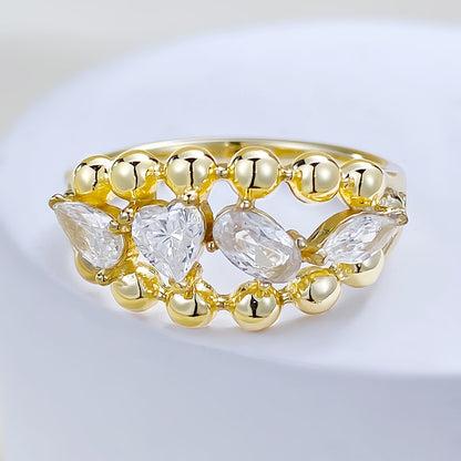 Beaded Eternity Ring | S925 Silver Gold-Plated Ins Style Romantic Chic Jewelry