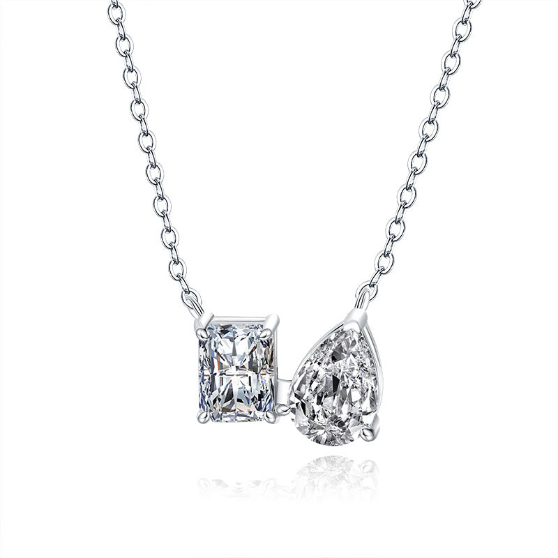 S925 Silver Pendant Necklace: Emerald & Moissanite Halo Design Fashion