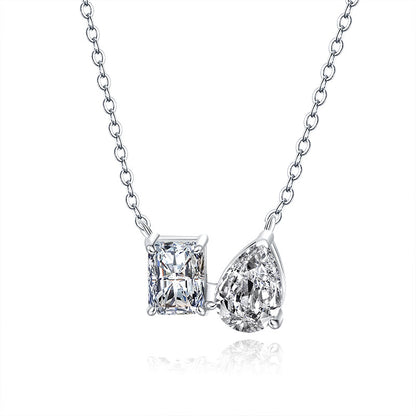 S925 Silver Pendant Necklace: Emerald & Moissanite Halo Design Fashion
