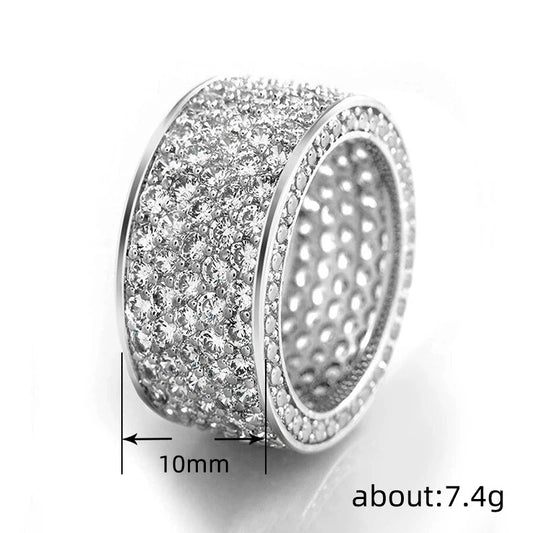 Ricady Jewel Copper-Plated Zircon Inlaid Ring - Unisex Wide Band Jewelry