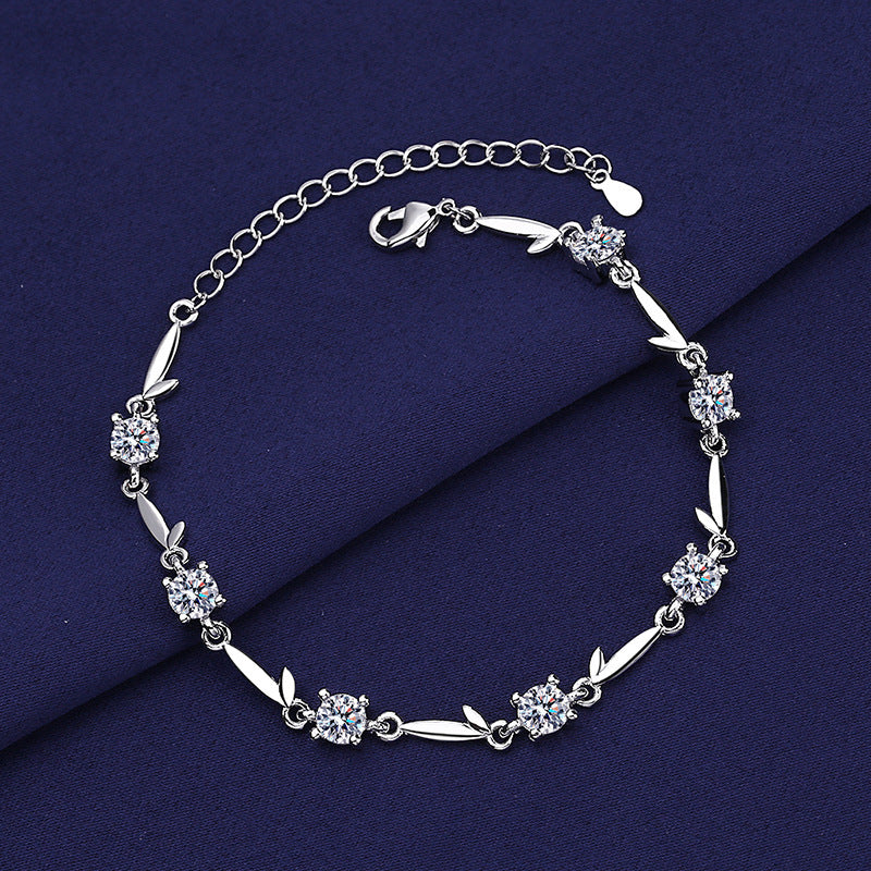 Fashion Platinum Crystal Flower Bracelet for Women