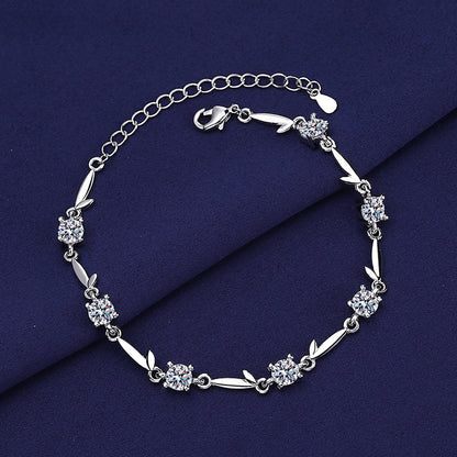 Fashion Platinum Crystal Flower Bracelet for Women