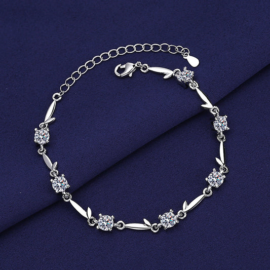 Fashion Platinum Crystal Flower Bracelet for Women