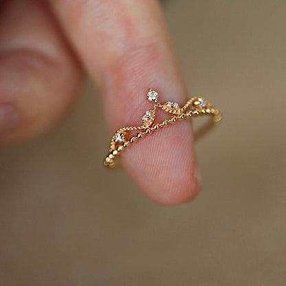 Luxury Micro-Pave Zircon Crown Ring - Princess Court Style