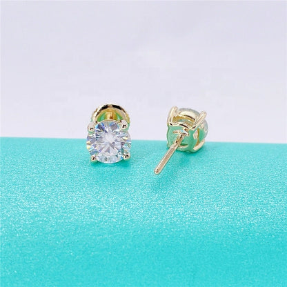Classic 4-Prong S925 Silver Earrings - 0.1-5ct VVS Moissanite Solitaire