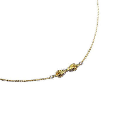 Ricady Jewel S925 Silver Gold Vajra Necklace, Ancient-Style Diamond Inlay