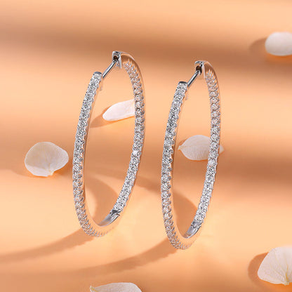 S925 Silver Plated 18K Gold Hoop Earrings - Sparkling Moissanite Diamond Statement Earrings