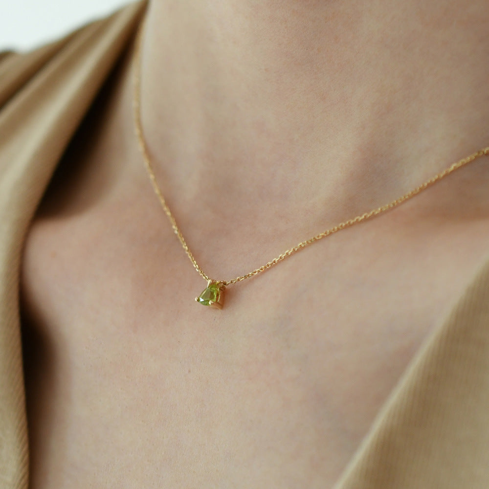 Olive Green S925 Sterling Silver Necklace for Women | Minimalist 18K Plated Collar Chain, Ins Style, Versatile & Elegant