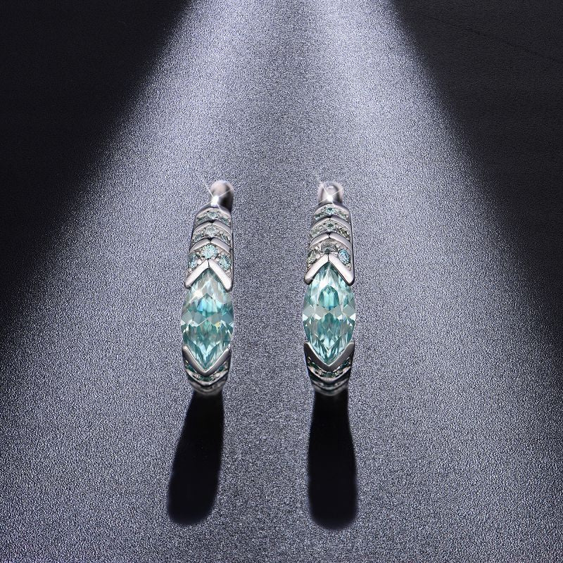 Cool Blue Moissanite Earrings - S925 Sterling Silver Edgy Neutral Niche Design Jewelry