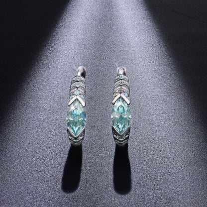 Cool Blue Moissanite Earrings - S925 Sterling Silver Edgy Neutral Niche Design Jewelry