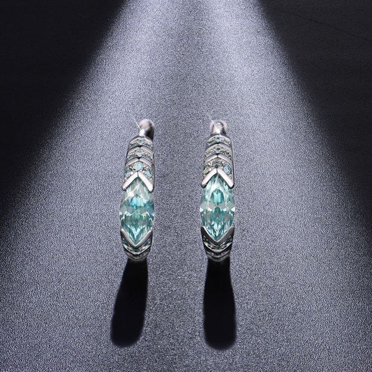 Cool Blue Moissanite Earrings - S925 Sterling Silver Edgy Neutral Niche Design Jewelry