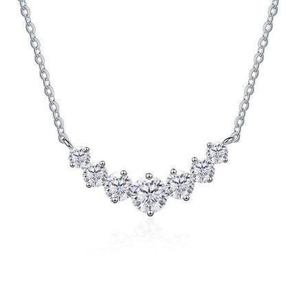 S925 Sterling Silver Gold-Tone Necklace for Women, Minimalist Smile Style with 2.8ct Colored Moissanite