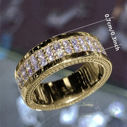 Ricady Jewel Vintage Double Row Zircon Ring - Wedding Season Statement Band