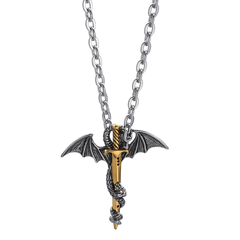 Angel Wing Pearl Chain Necklace | Titanium Steel Fashion Pendant
