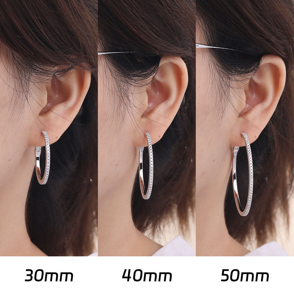 S925 Sterling Silver Large Hoop Earrings - Premium Full Diamond Moissanite Versatile Hoops