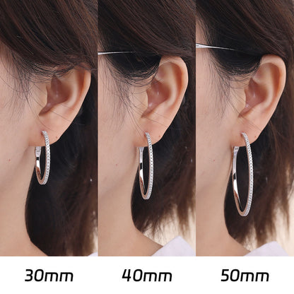 S925 Sterling Silver Large Hoop Earrings - Premium Full Diamond Moissanite Versatile Hoops