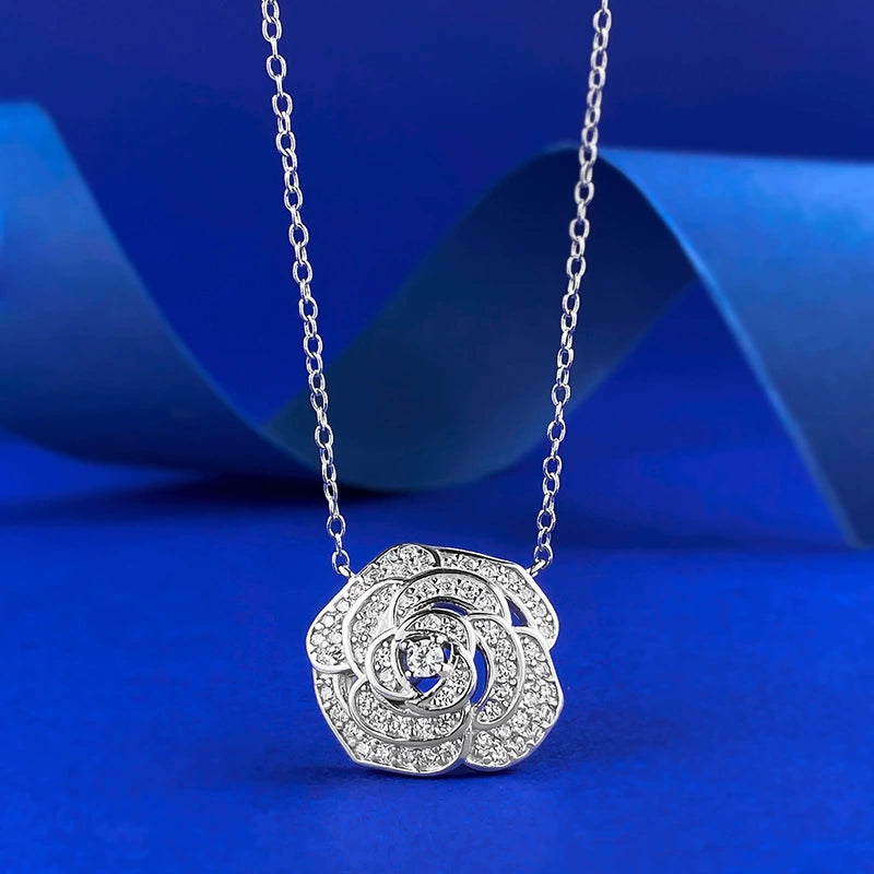 Ricady Jewel S925 Silver Camellia Necklace - Chinese Style Clavicle Pendant